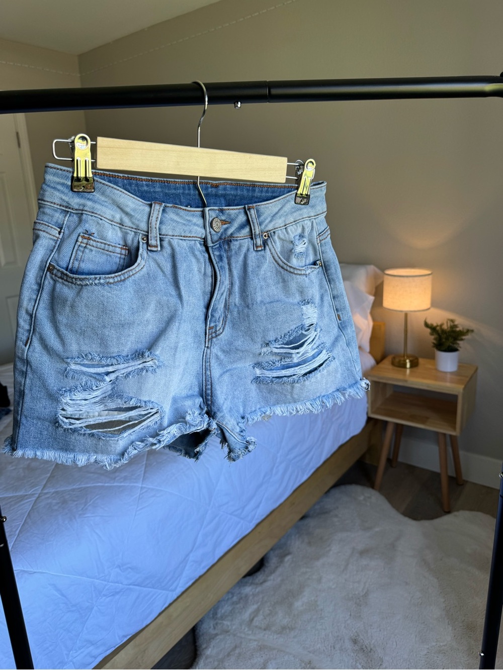 Light Blue Distressed Denim Women’s Shorts